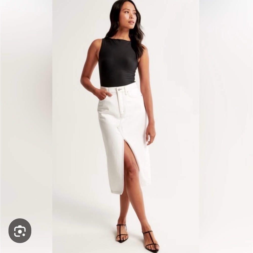 Abercrombie & Fitch Denim white Midi Skirt